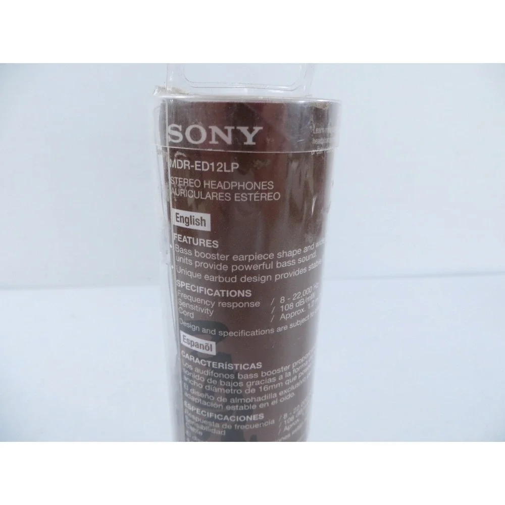 Sony MDR-ED12LP Stereo Headphones‎ Heavy Bass Black Gold Earbuds NEW OPEN BOX